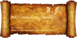 Mácsanszky Jenő névjegykártya