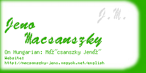 jeno macsanszky business card